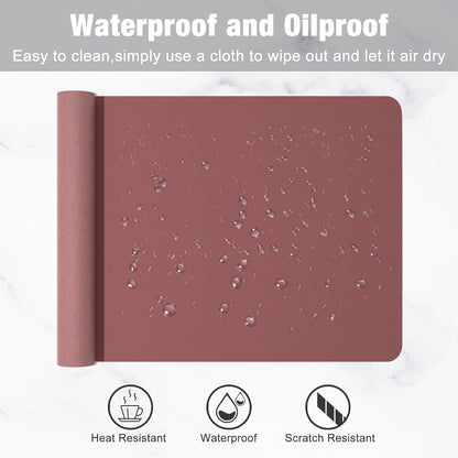 Hsurbtra Desk Pad, 23.6" x 13.8" PU Leather Desk Mat, M Extended Mouse Pad, Waterproof Desktop Blotter Protector, Non-Slip Ultra Thin Small Laptop Keyboard Writing Mat for Office Home, Pink
