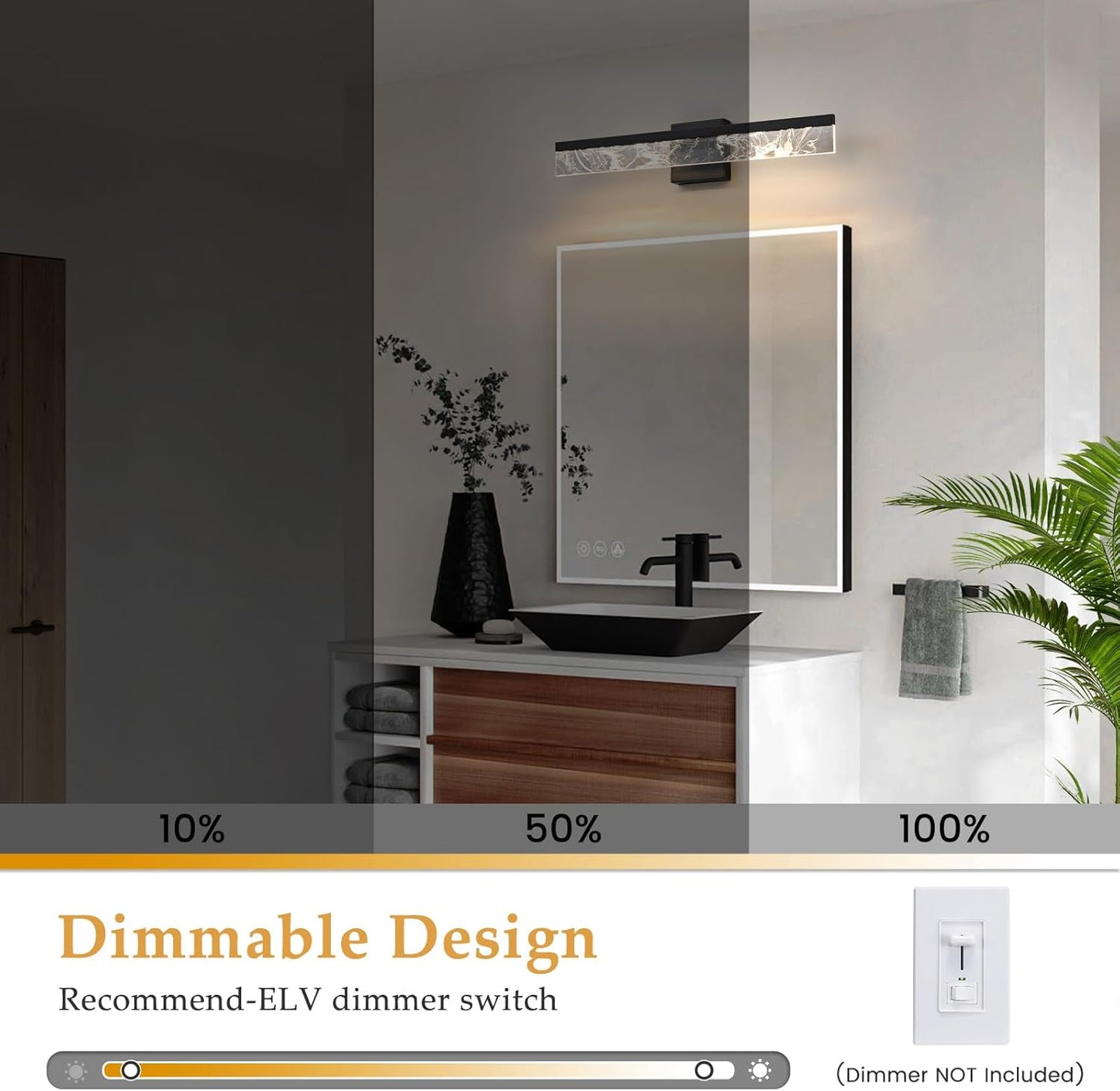 AIJIASI 39-Inch Brushed Gold Vanity Light Fixture, 28W Dimmable LED Modern Light Bar for Bathroom Mirror, Restroom, Bedroom (3000K)