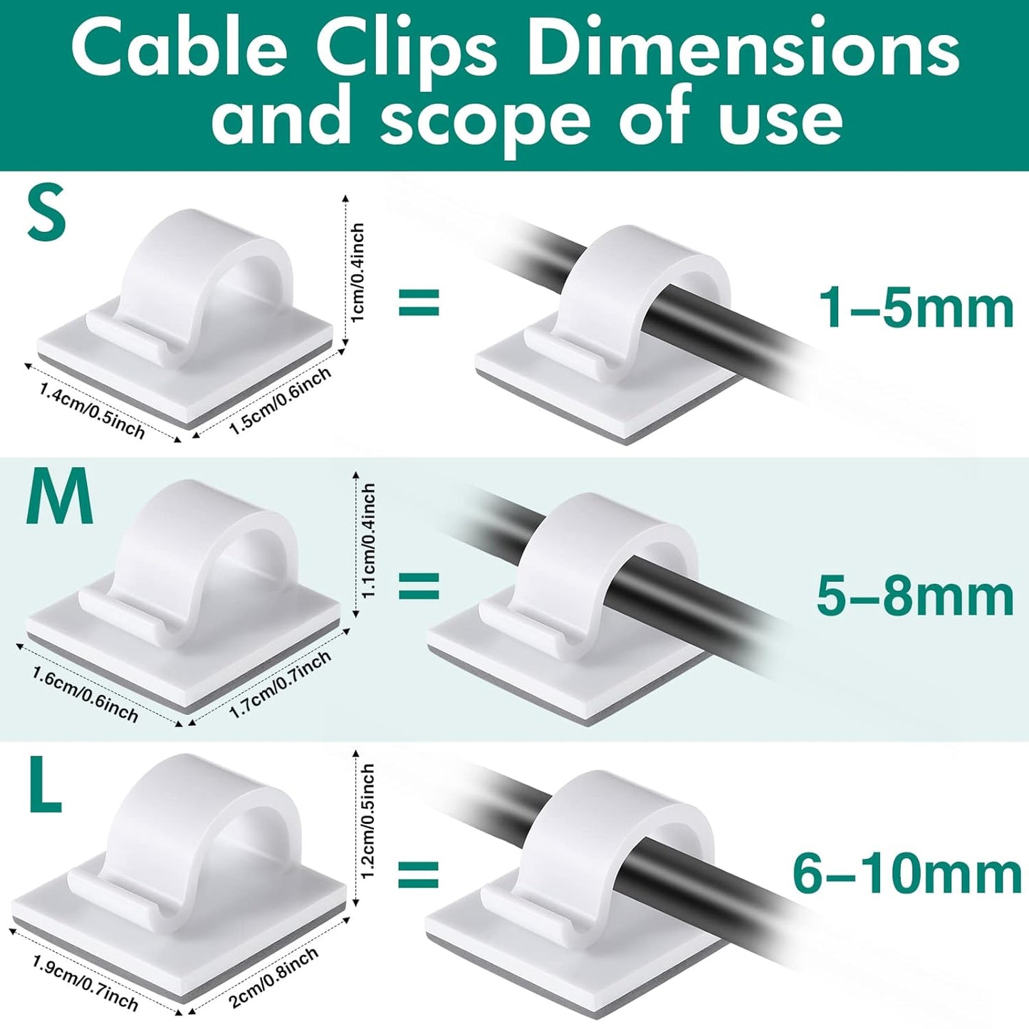 Namalu 60 Pieces Mini Cable Clips Hooks Christmas Light Clips Self Adhesive Light Hooks Cord Clips for Desk Outdoor String Lights(Small,Black)