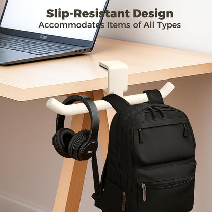 80-lb Heavy-Duty Bag Hook for Desk or Table,Adjustable Purse Hanger,Purse Hook,Backpack Holder for Table & Handbag Hanger,Space-Saving Organizer for Classroom, Dorm Office,Home,and Cafe Tables (White)