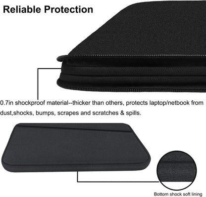 Laptop Sleeve 15.6 inch, Durable Computer Carrying Bag Protective Case Briefcase Handbag with Front Pocket, Slim Laptop Cover for 15-16 Inch HP, Dell, Lenovo, Asus, Notebook, Black