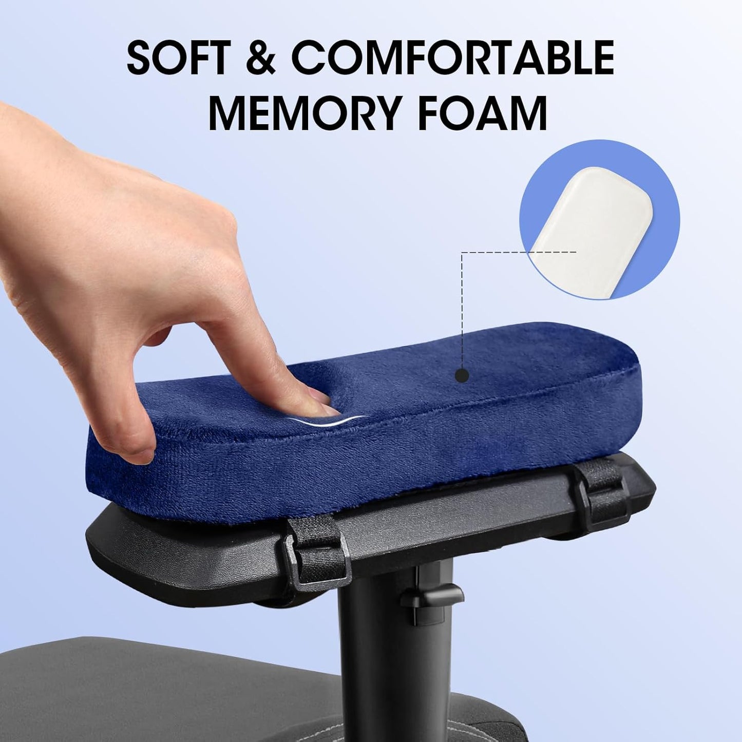 ZNCMRR 2 Pack Office Chair Armrest Pads Covers with Memory Foam Elbow Pillow for Forearm Pressure Relief, Black Arm Rest Covers for Office Chairs, Wheelchair, Comfy Gaming Chair(Black)
