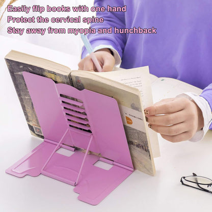 MSDADA Desk Book Stand Metal Reading Rest Book Holder Adjustable Cookbook Documents Holder Bookstands for Recipes Textbook Music Books, the First Day of School Gift for Students, Teachers (Light Blue)