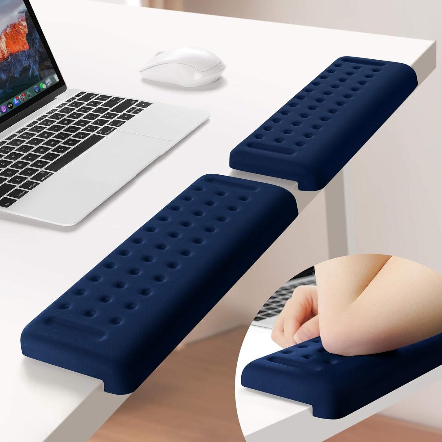 Sushret L-Shaped Desk Elbow Pad for Desk, 2-Pack Memory Foam Elbow Rest for Desk Edge Cushion, Non-Slip Ergonomic Arm Rest for Wrist, Palm & Forearm Support, Office Home, Separate Design, Black