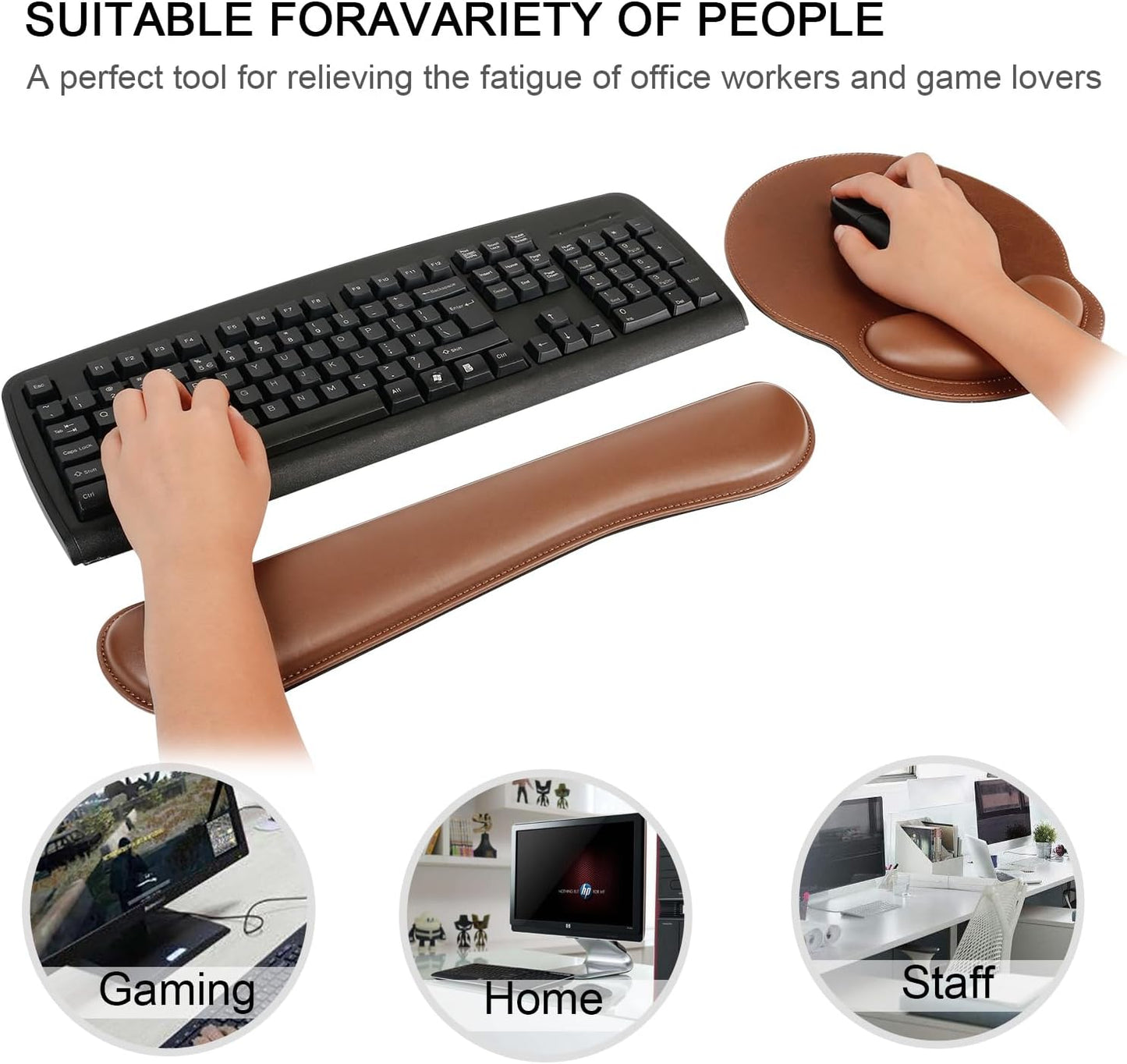 RICHEN Keyboard Wrist Rest and Mouse Pad with Wrist Support, Memory Foam Set for Gaming and Office, Comfortable & Lightweight for Easy Typing & Pain Relief (White Butterflies)
