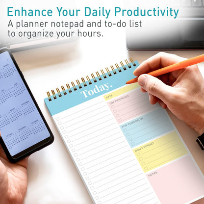 Sweetzer & Orange Daily & Weekly To Do List Notepad – Undated Work Planner & Organizer with Wish List Section, 52-Sheet Coiled Task Pad for Productivity – MAUVE To Do List Notebook for Work