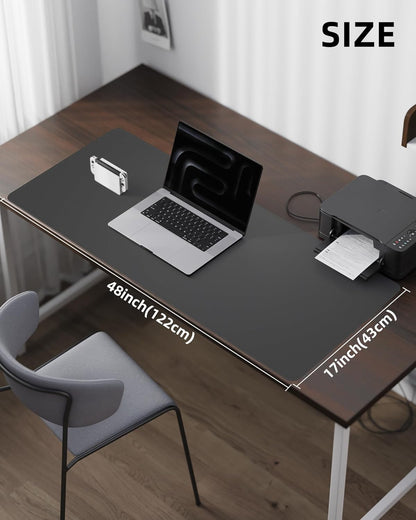 AFIING Desk Pad Protector 23.6" x 13.7" - Non-Slip Waterproof PU Leather Desk Mat for Mouse, Keyboard, Laptop, Office and Home Workspace (Beige)