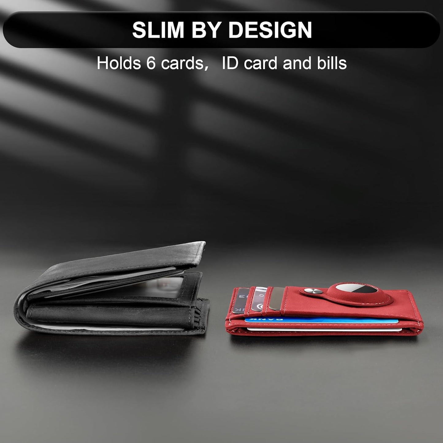Slim Minimalist Front Pocket Air Tag Wallet, RFID Blocking Card Holder Wallet with Airtag Holder