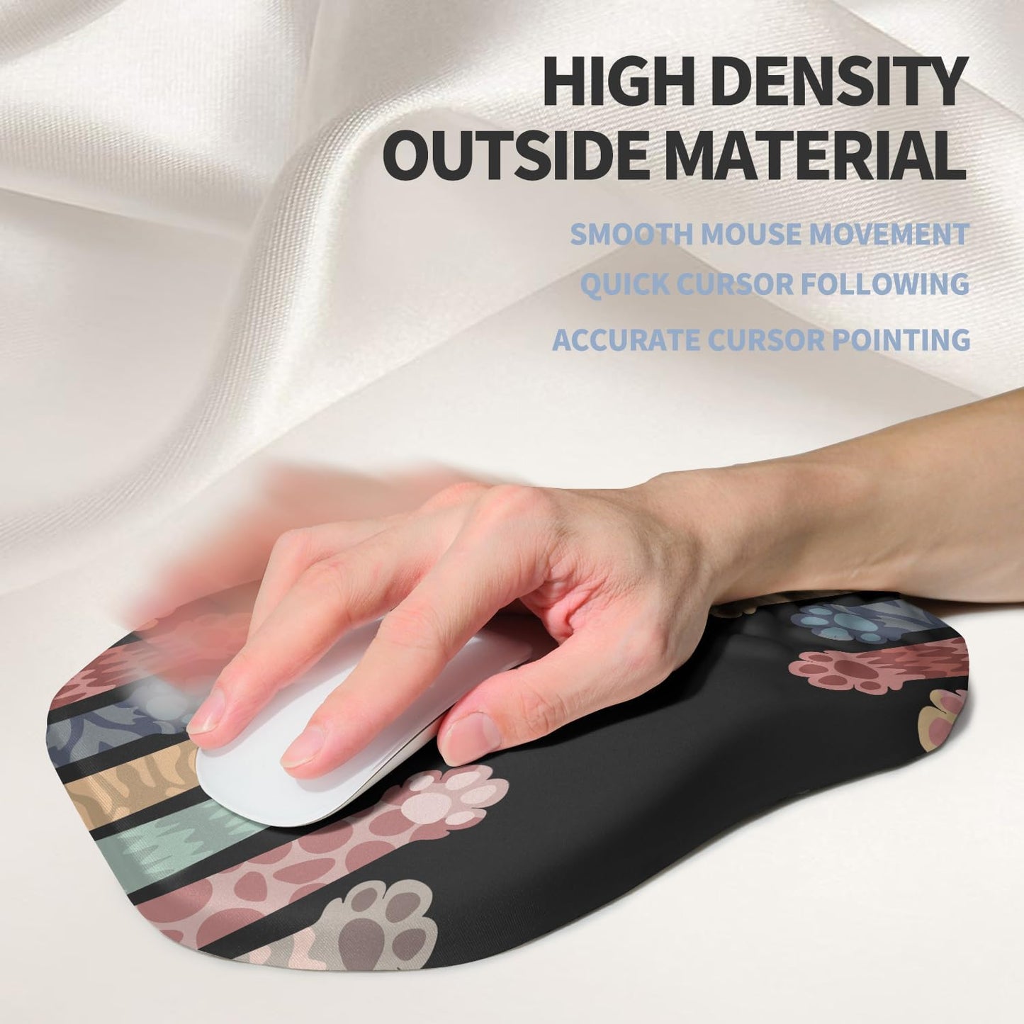 Ergonomic Raised Mouse Pad Wrist Support with Bilateral Slope Memory Foam Mousepad for Wrist Rest and Carpal Tunnel Pain Relief 11.8x7.9〃 Black