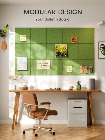 Bumusty Large Cork Board Alternative-48 x 36" Felt Bulletin Board Tiles, with 30 Pushpins, 70 Adhesive Tabs, Bold-Stripe 12-Pack, Cork Boards for Office Push Pin Board Felt Board-Carbon Blue