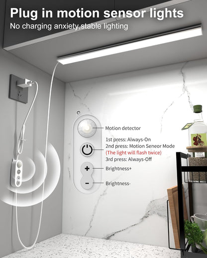 ASOKO Under Cabinet Led Lighting, 12 Inch Light Strip Bar, Daylight White 5000K Dimmable Plug in USB Light, Small Thin Led Under Counter Lighting for Kitchen/Room/Shelf/Desk/Display Case