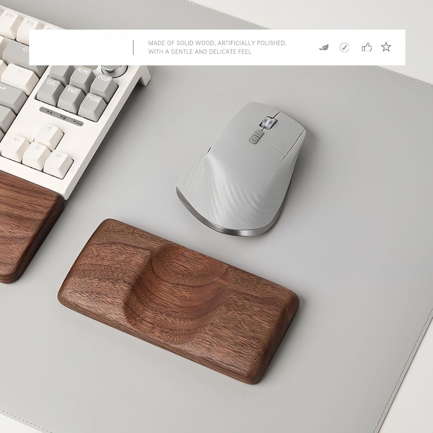 Walnut Wood Keyboard Wrist pad - Ergonomic Design for Wrist Fatigue Relief, Compatible with Most Keyboards & Laptops, Anti-Slip Base for Programmers & Gamers (Walnut Wood, 87 Key)