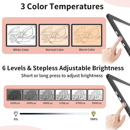 YINGWOND Rechargeable A4 Light Box for Tracing,Ultra-Thin 9000LUX Super Bright Wireless Light Pad with Adjustable Brightness Color,13.9x10 in Light Board for Diamond Painting Drawing Sketching