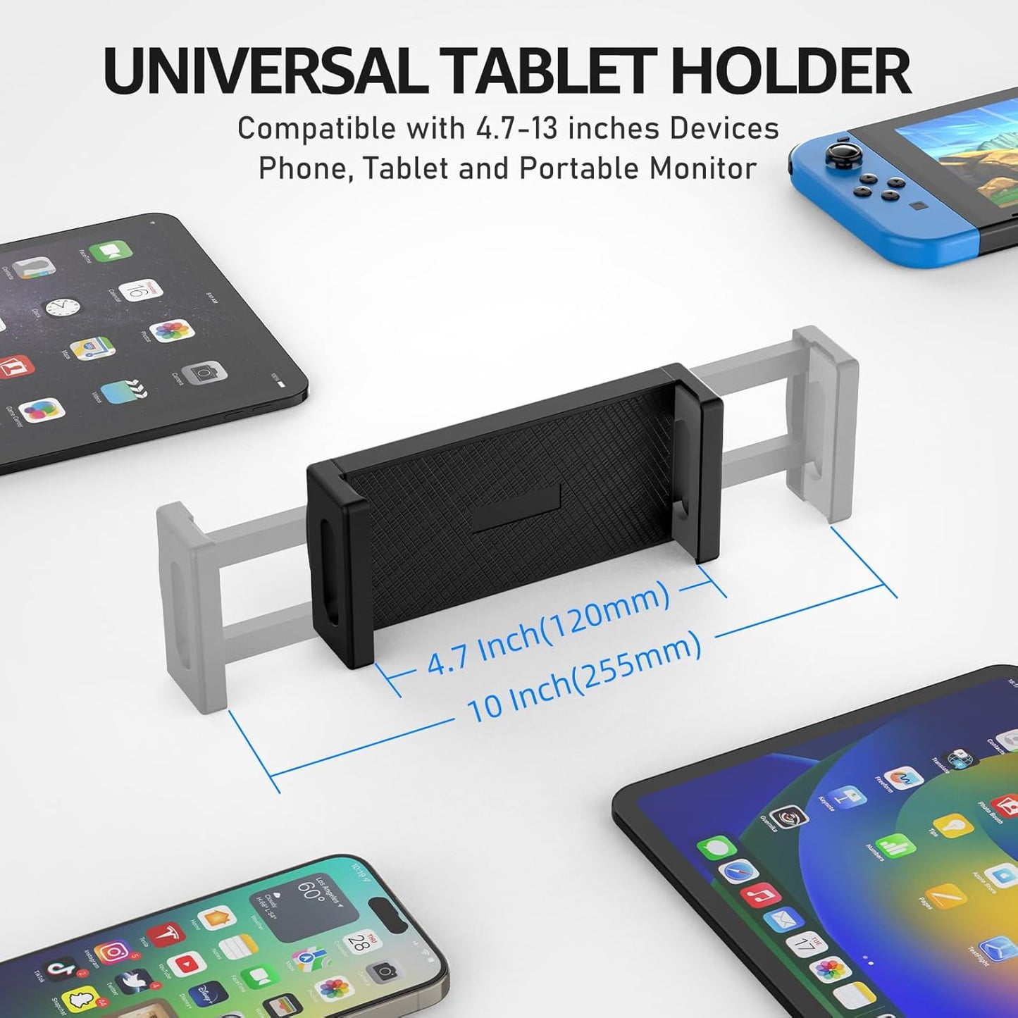 Urmust Tablet Stand for Desk, Adjustable iPad Holder for Bed, 360° Rotation, Sturdy Aluminum Tablet Arm Mount for 4.7"-15.6" iPad Pro/Air/Mini, iPhone, Galaxy Tab, for Kitchen, Work, Video Call