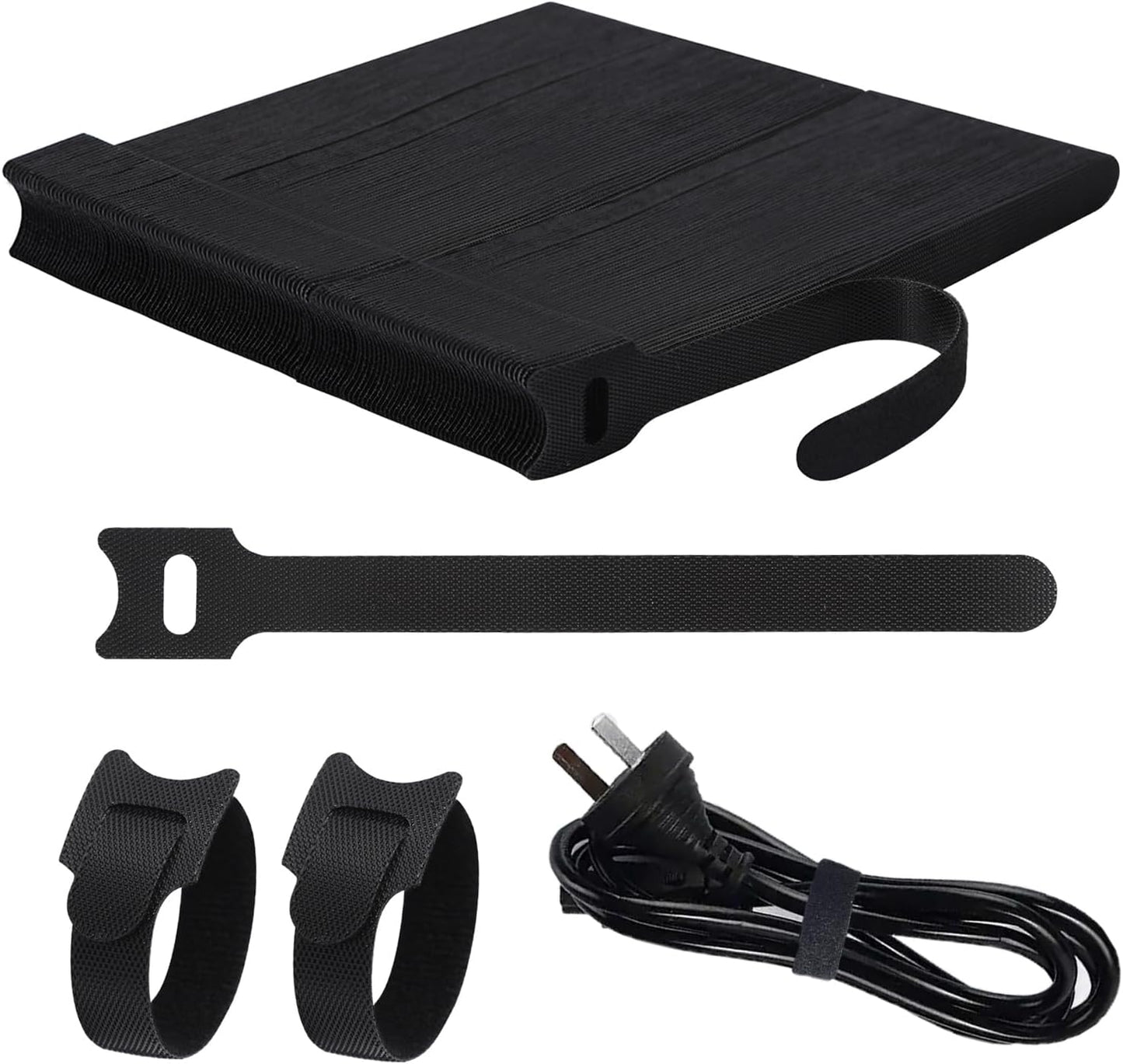 100PCS Hook and Loop Straps - 6 Inch Reusable Cable Ties for Cable Management, Adjustable Cord Organizer Hook & Loop Straps for Home, Office and Data Centers, Black