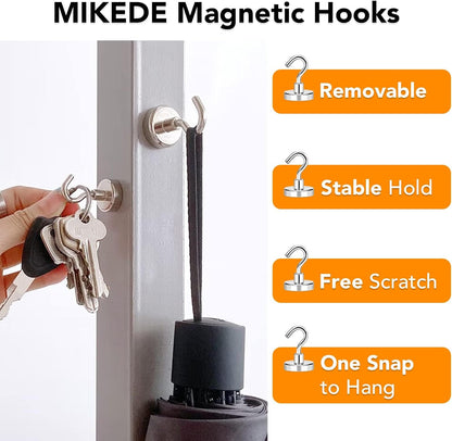 MIKEDE Black Magnetic Hooks 85Lbs Heavy Duty Earth Magnets with Hooks for Cruise Cabin Strong Magnet Hooks for Hanging Super Metal Magnetic Hanger for Grill Fridge Kitchen - Pack of 10