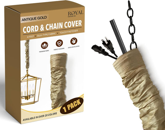 RDI Cord & Chain Cover 4 feet Silk Type Fabric, Chandelier Pendant Lighting Chain & Cable Management, Touch Fastener, Green - 2 Pack