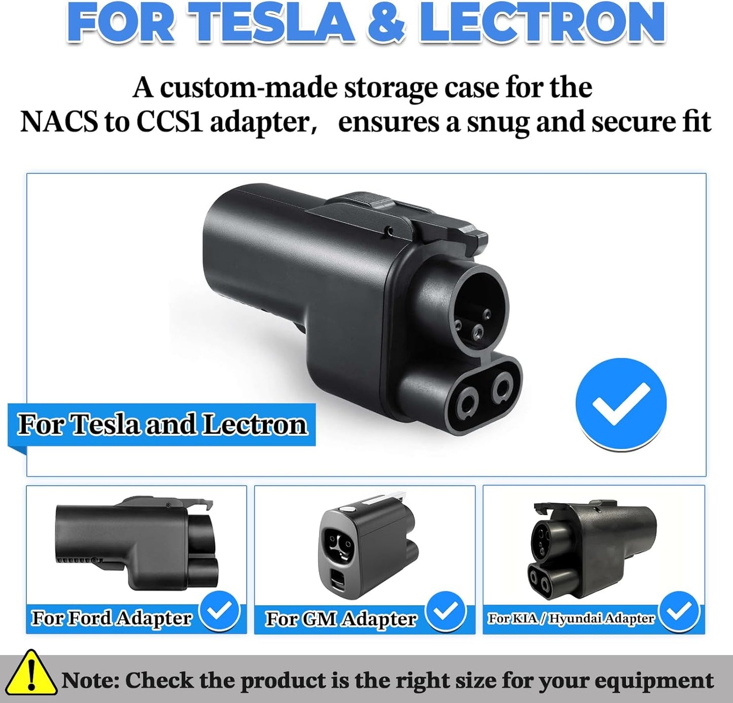 NACS to CCS1 Adapter Storage Case for Tesla 8.46"x4.92" EVA Charger Adapter Case Cover Protective Bag Compatible with Tesla Ford Hyundai Kia GM Supercharger Adapter NACS to CCS1 Fast Charge