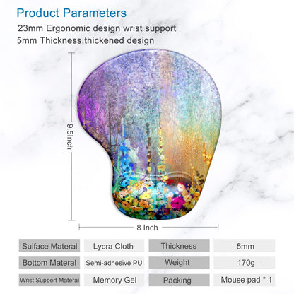 ITNRSIIET Ergonomic Mouse Pad with Gel Wrist Support Wrist Rest Smooth Surface Non-Slip PU Base Comfortable Office Supplies Pain Relief, 9.5 x 8 inches, Beach