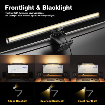Douxlife Monitor Light Bar, Backlight with Touch Switch＆ Remote Dual Control, Eye-Care Computer Light with Stepless Dimming and Color Temperature for Home Office Gaming, Black