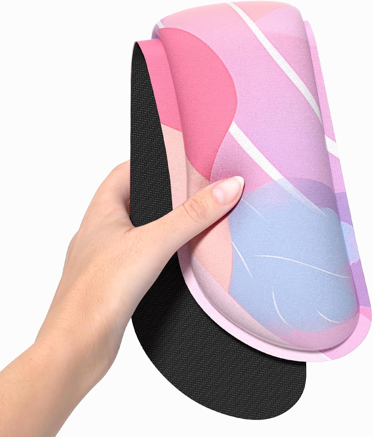 Dapesuom Enlarge Keyboard Wrist Rest, Memory Foam Wrist Cushion for Desk Mat Support, Cute Pain Relief Keyboard Mouse Pad Rests Set with Non-Slip Base for Gaming Laptop Office Computer, Elegant Flower
