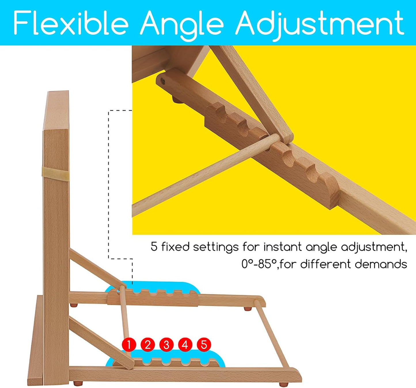 MEEDEN Extra Large(20"x 30") Wooden Tabletop Easel for Painting, 5-Position Adjustable Drawing & Sketching Board, Portable Beechwood Desktop Art Easel Stand for Adults, Artists, Beginners & Student