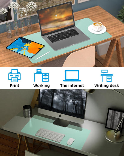 Leather Desk Pad Protector, Office Desk Mat, Large Mouse Pad, Non-Slip PU Leather Desk Blotter, Laptop Desk Pad Desk Accessories for Office and Home (Black, 40" x 17")