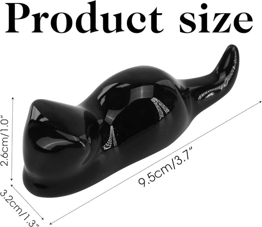 BuleVina 3PCS Paint Brush Rest Holder, Cute Cats Shape Stand for Chinese Painting Pen Chopsticks Sumi Brushes and Calligraphy, Porcelain Ceramic Oriental Art Supply (Black, White, Green)
