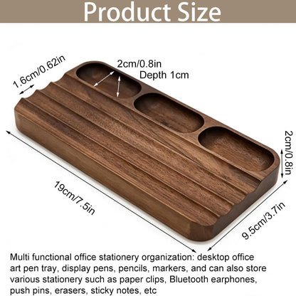 Pen Holder Organizer of Office desks,Walnut Desk Pen Stand,Wave Pen TrayOffice Accessory,Teacher Gifts,Suitable for School,Home,Office Desktop Art Accessories (Walnut-5 Grid)