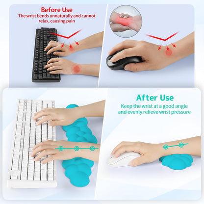 Sushret Cloud Wrist Rest for Keyboard and Mouse, Memory Foam PU Leather Keyboard Wrist Rest with Ergonomic Support, Non-Slip Base, Cute Arm Rest Pad & Palm Cushion, Office Desk Accessory, Purple
