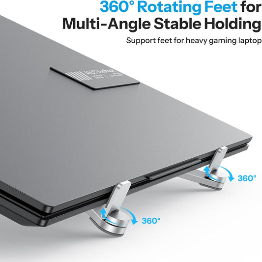 OMOTON LA15 Foldable & Portable Laptop Stand for Desk, [360° Support Feet+Lightweight] Tablet Stand for Desk and Travel, 6 Level Height Ergonomic Aluminum Computer Holder for 10-16" Laptops