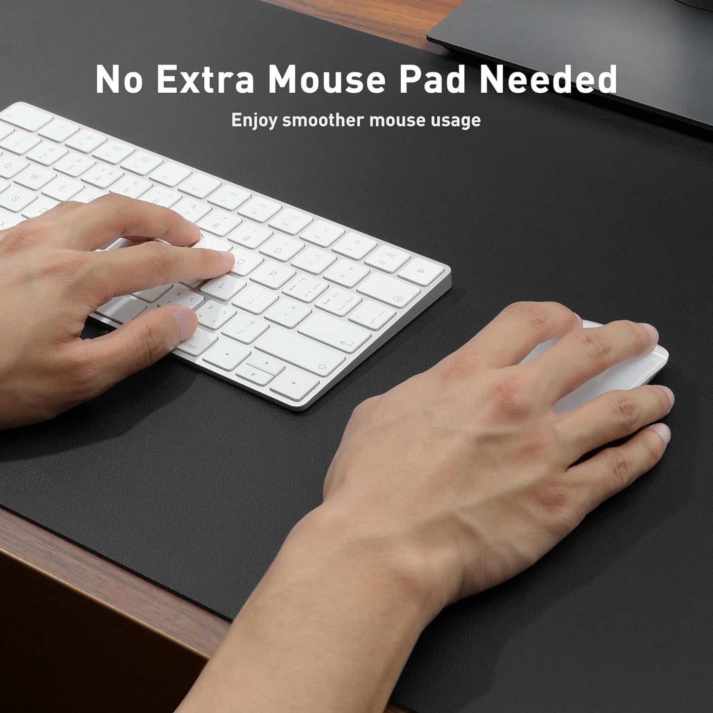 Aothia Non-Slip Waterproof PU Leather Desk Pad Protector for Mouse, Writing Desk, Office, Home, Laptop Blotter, 23.6" x 13.7", Black - Colors A