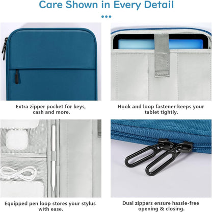 Dadanism 9-11 Inch Tablet Sleeve Padded Carrying Case for iPad (A16) 11th Gen 11", iPad 10th Gen 10.9", iPad Air M4/Pro M5 11", iPad Air 5/4, iPad 9/8/7th Gen, Galaxy Tab A11+ Plus 11", Blue