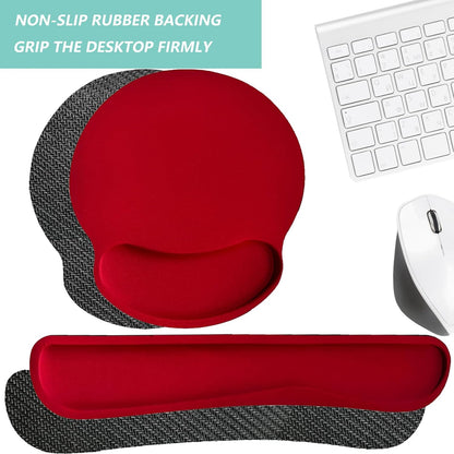 Keyboard Wrist Rest Pad Mouse Pad with Wrist Support Set of 3, Mousepad with Non-Slip Rubber Base, Ergonomic Memory Foam Mouse Wrist Cushion Support for Home Office Laptop Computer Gaming, Forest
