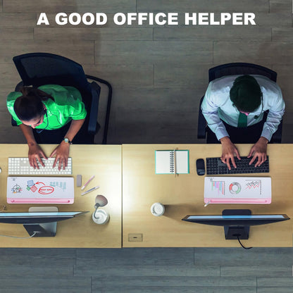 TSJ OFFICE Small Desktop Whiteboard -Glass Dry Erase Board Computer Keyboard Stand White Board Surface Pad with Drawer, Desk Organizers with Accessories for Office, Home, School Supplies - White