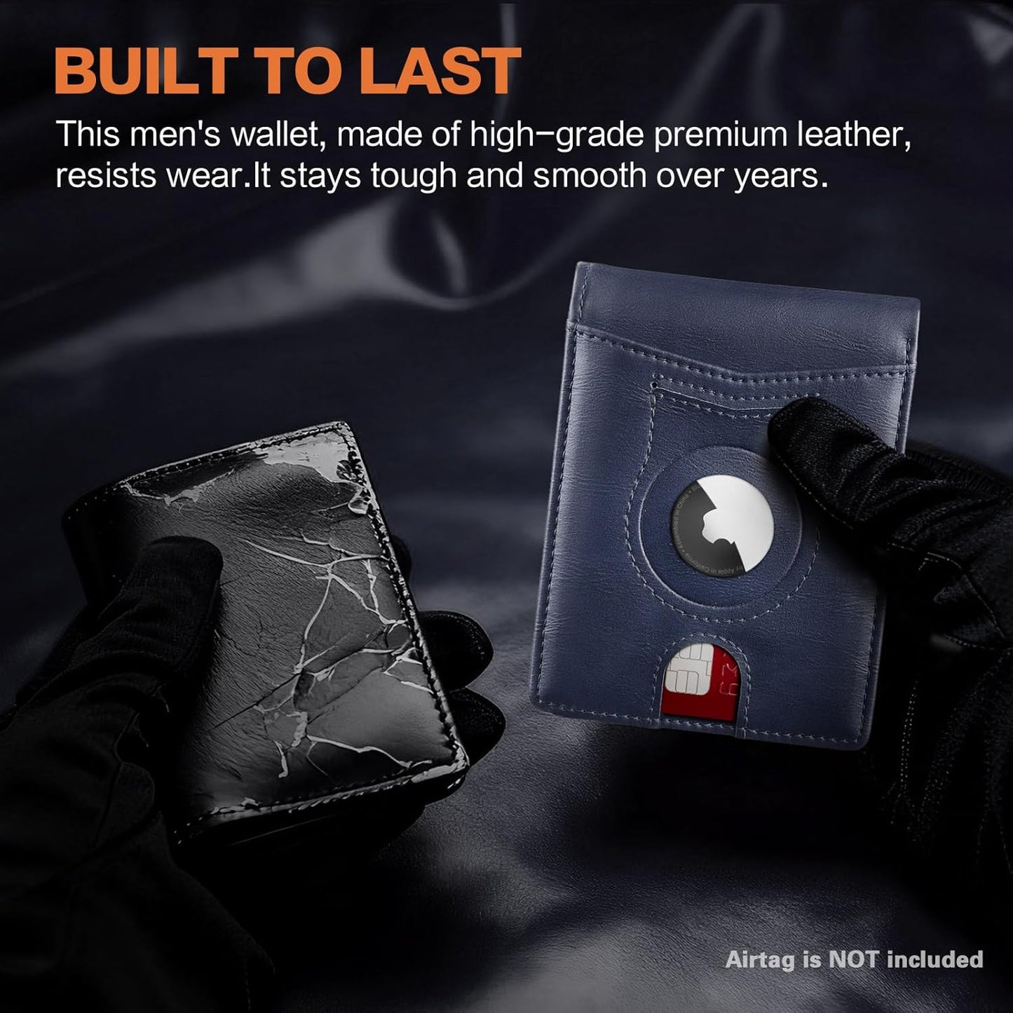 Wallet for Men Slim RFID Blocking Bifold Carbon Fiber,Minimalist Small Compact Front Pocket Credit Card Holder,Thin Mens Leather Wallets Smart Security With 2 ID Windows 1 Cash,Birthday Gifts for Men