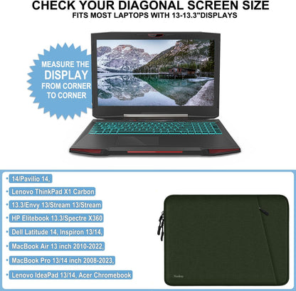 Laptop Sleeve Case 13.3 inch, Shockproof Protective Computer Cover with Accessories Pocket, Portable Laptop Bag Compatible with MacBook Air/Pro 13-13.3 inch, Compatible for MacBook Pro 14 inch, Black | Shockproof