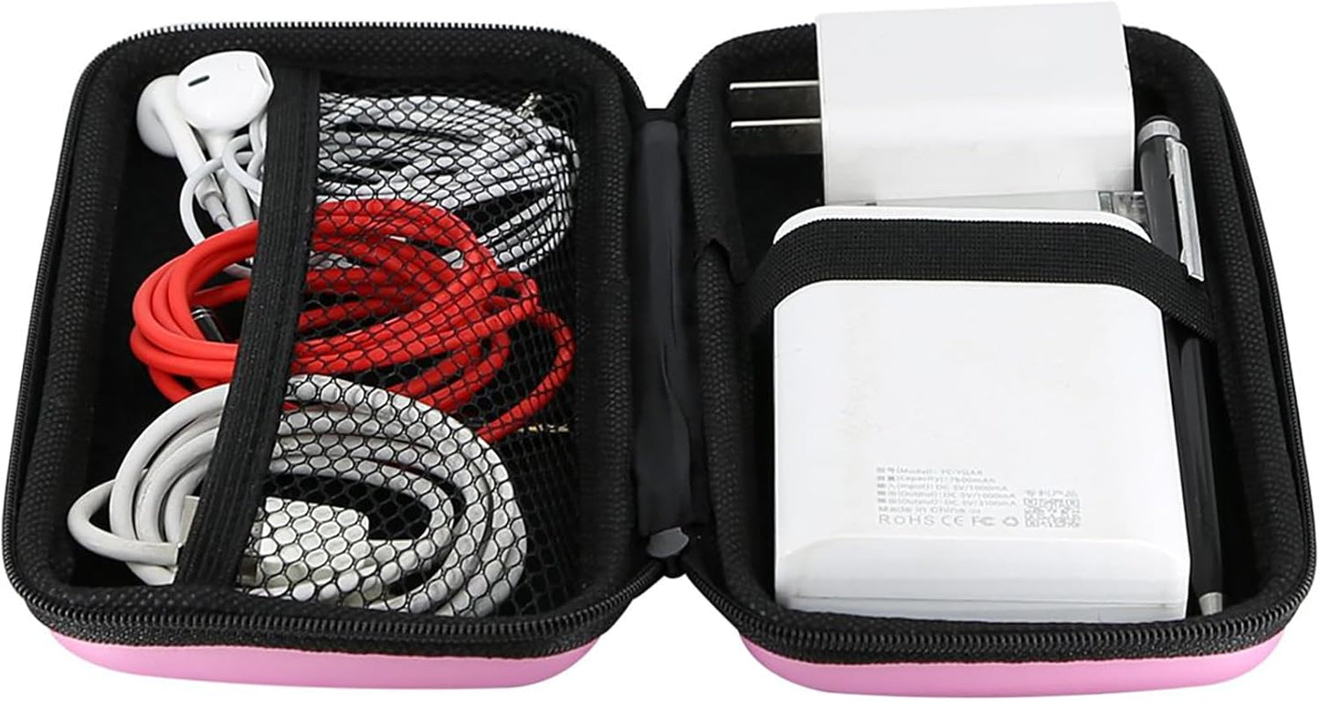 iMangoo Travel Essential Electronics Organizer Pouch Charger Case, Shockproof Dual Zipper Power Bank Cables Tech Accessories Purse, Men & Women Travel Must Have Storage Bag, 6.5x3.2x1 inch Rose Gold