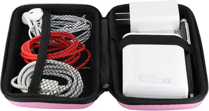 iMangoo Travel Essential Electronics Organizer Pouch Charger Case, Shockproof Dual Zipper Power Bank Cables Tech Accessories Purse, Men & Women Travel Must Have Storage Bag, 6.5x3.2x1 inch Rose Gold