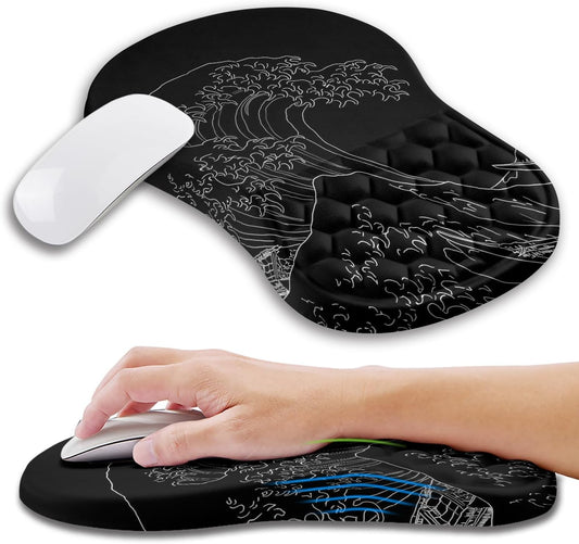 Ergonomic Mouse Pad Wrist Support with Memory Foam Massage Bulge, Carpal Tunnel Pain Relief Mousepad Wrist Rest for Mouse(12x8 inch, Silver Gray Light Purple)