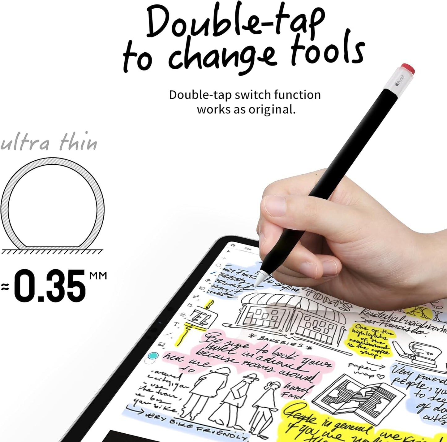 ELETIUO Silicone Case Compatible with Apple Pencil 2nd Generaion&Apple Pencil Pro Cover,Protective Holder Grip Sleeve with Cap Accessories Compatible with iPad Pro 11 12.9 inch,Yellow