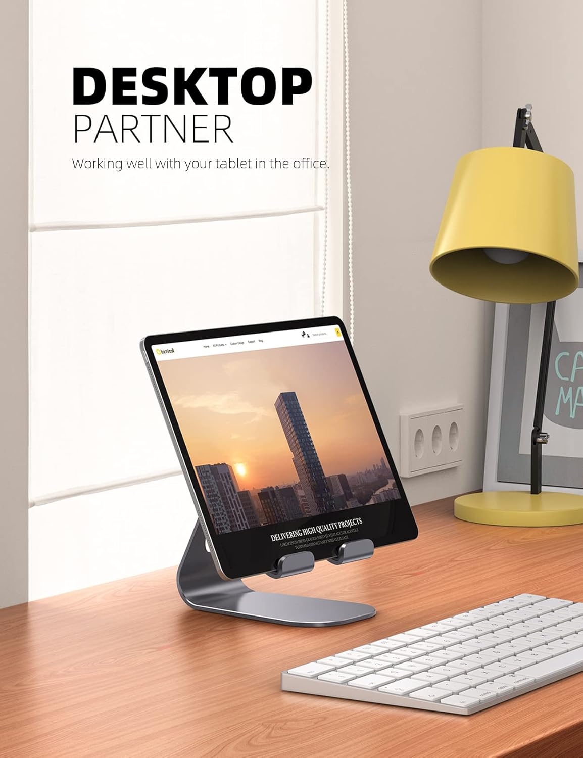Lamicall S1 Tablet Stand, Adjustable Tablet Holder - Desktop Stand Dock Holder for 4-13" Tablet, iPad Pro 11, 9.7, 10.5, 12.9 Air Mini, Kindle, Tab, Switch, Viral Podcast Video Office Desk Accessories