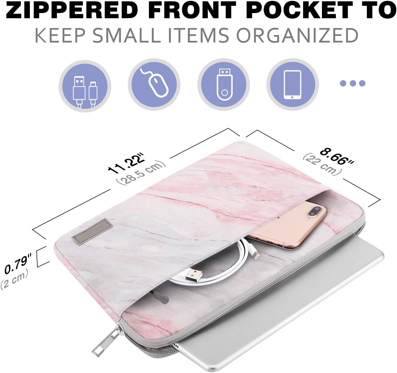 MoKo 9-11 Inch Tablet Sleeve Bag Carrying Case Fits iPad Pro 11 M5/Air M3, iPad A16 2025, i-Pad 10th 10.9, i-Pad 9/8/7th Gen 10.2, iPadAir 5/4th 10.9, Tab S8 11"/Tab A 10.1,Cloudy Pink