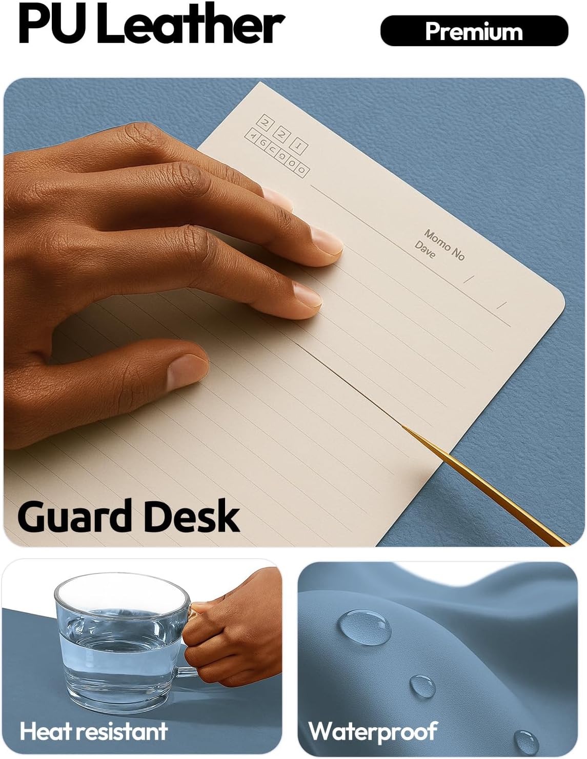 YSAGi Leather Desk Pad Protector, Office Desk Mat, Large Mouse Pad, Non-Slip PU Leather Desk Blotter, Waterproof Laptop Desk Writing Pad for Office and Home (23.6" x 13.8", Eggshell) - Colors A