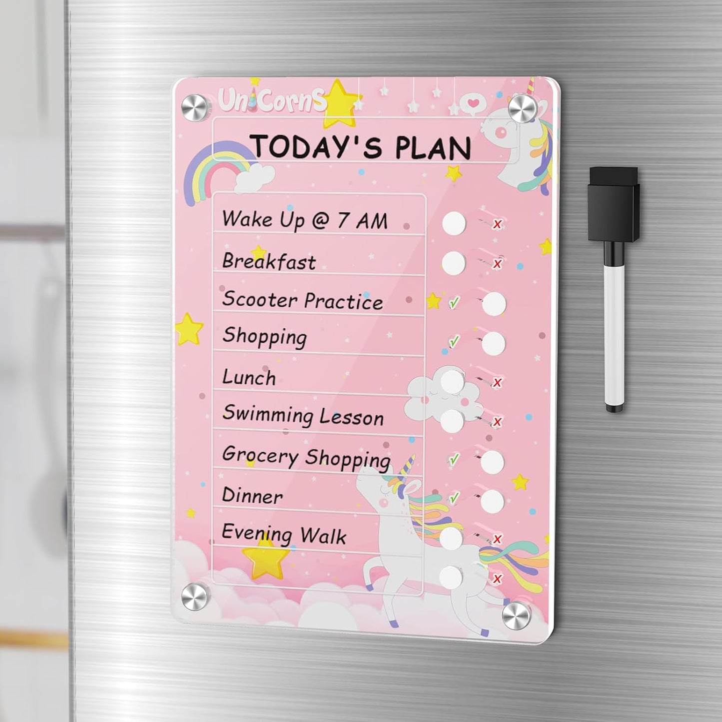 NiHome Acrylic Magnetic to Do List Planning Board with Sliders & Desktop Stand, Chore Chart for Kids & Adults, Checklist Routine Chart Task Board for Fridge & Desk, for Magnetic Metal Surfaces Only