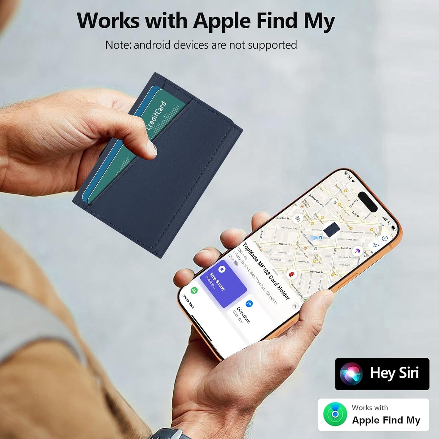 TopMade for Magsafe Wallet, Works with Apple Find My, Strongest Magnetic Wallet for iPhone 17/16/15/14/13/12 Series, Leather Magnetic Card Holder with Tracker, 7 Cards Holder, RFID Blocking, Black