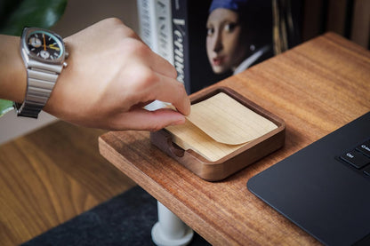 MUUJEE Wooden Desk Pen Pencil Organizer - 7.5 x 3.75 for Work Teacher Dad Wood Pencils Tray Work Minimalist Rustic, Gift for The Man who has it All