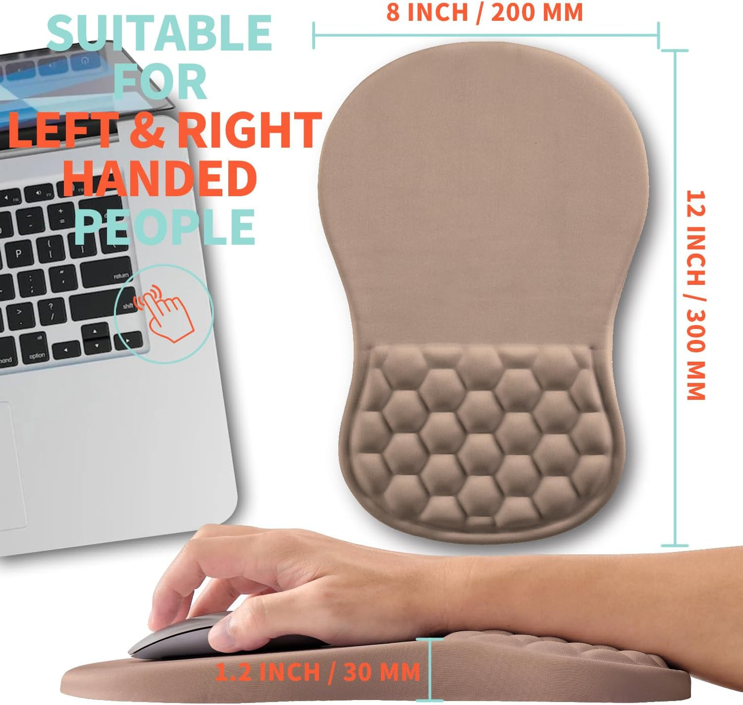 Ergonomic Mouse Pad Wrist Support with Memory Foam Massage Bulge, Carpal Tunnel Pain Relief Mousepad Wrist Rest for Mouse(12x8 inch, Silver Gray Light Purple)