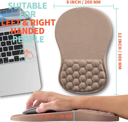 Ergonomic Mouse Pad Wrist Support with Memory Foam Massage Bulge, Carpal Tunnel Pain Relief Mousepad Wrist Rest for Mouse(12x8 inch, Silver Gray Light Purple)
