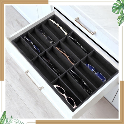 Amylove 2 Pcs Sunglass Organizer Trays Glasses Stackable Jewelry Trays Sunglass Organizer Display Box(8 Grids,Beige)